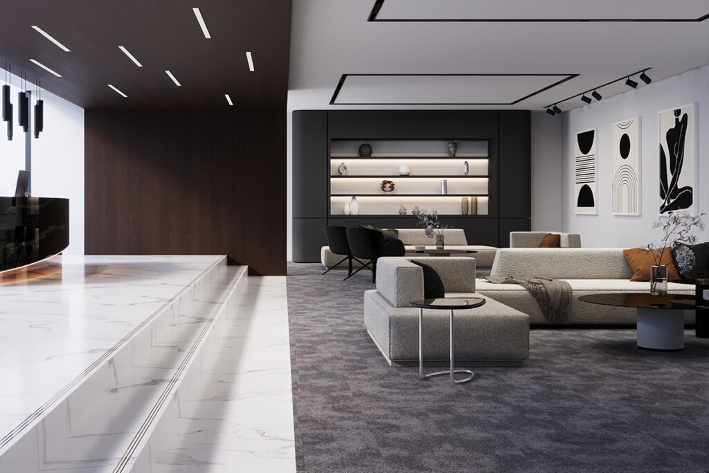 พรมสำนักงาน พรมออฟฟิศ พรมแผ่น ตกแต่งล็อบบี้